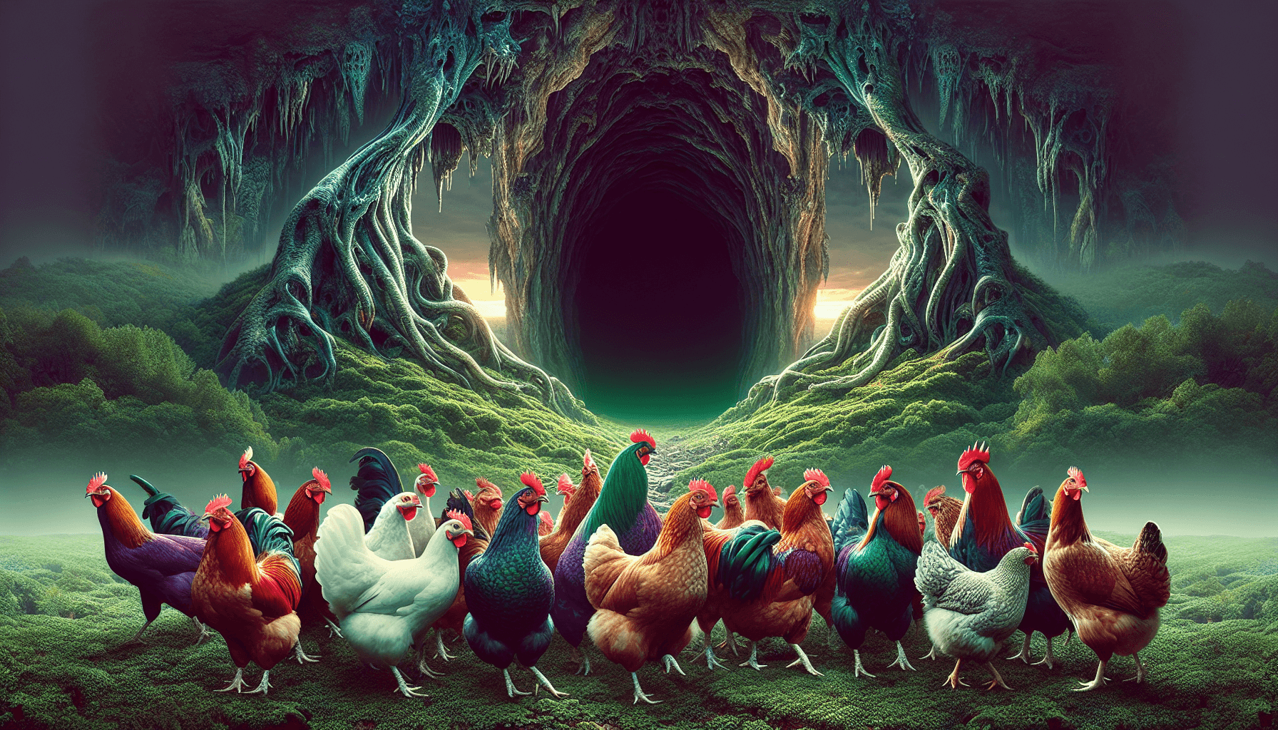Chickens in cave