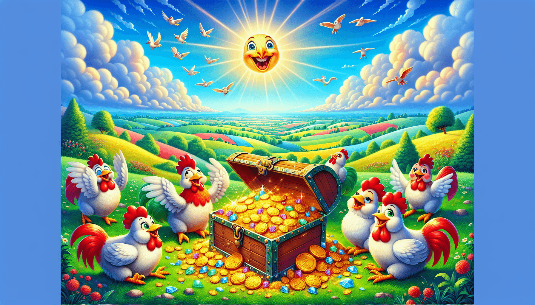 Chickens finding treasures